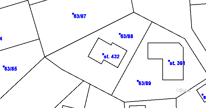 Parcela st. 432 v KÚ Křenov u Kájova, Katastrální mapa