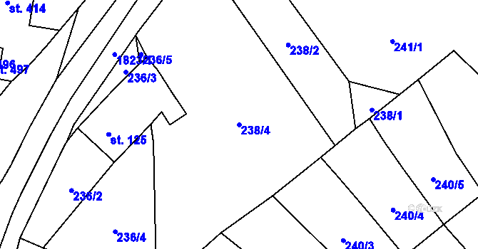 Parcela st. 238/4 v KÚ Křenov u Kájova, Katastrální mapa