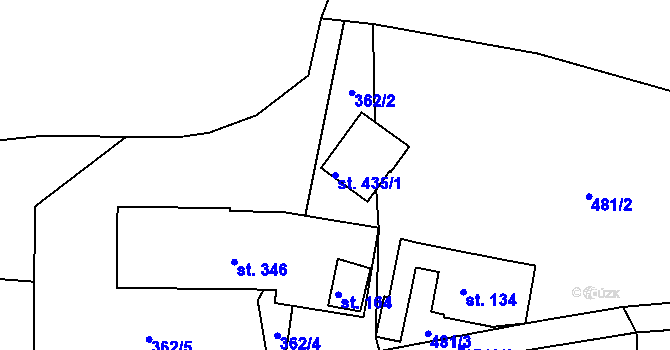 Parcela st. 435/1 v KÚ Křenov u Kájova, Katastrální mapa