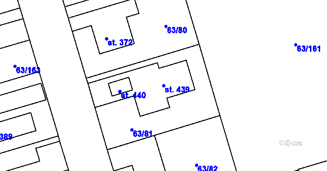 Parcela st. 439 v KÚ Křenov u Kájova, Katastrální mapa