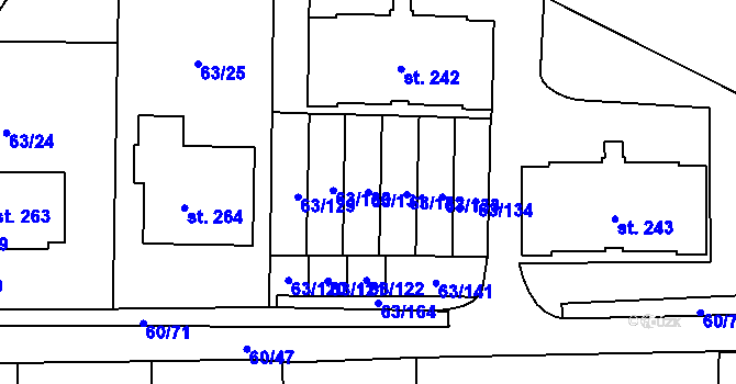 Parcela st. 63/131 v KÚ Křenov u Kájova, Katastrální mapa