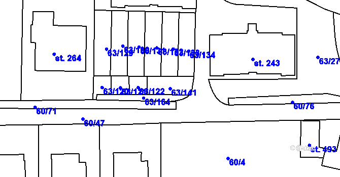 Parcela st. 63/141 v KÚ Křenov u Kájova, Katastrální mapa