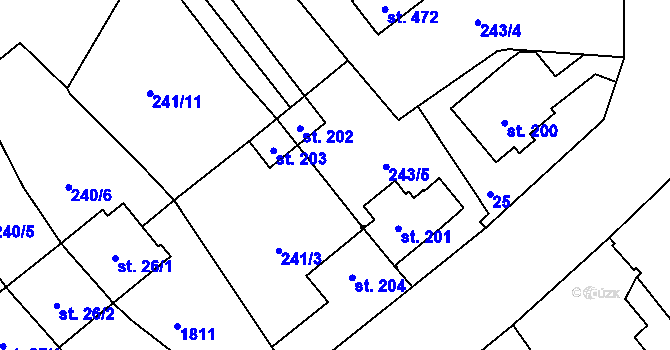 Parcela st. 243/11 v KÚ Křenov u Kájova, Katastrální mapa