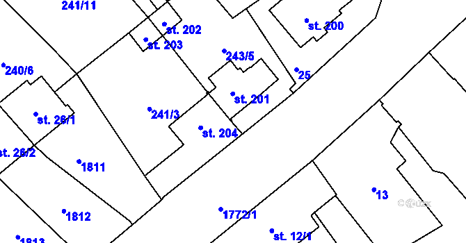 Parcela st. 243/12 v KÚ Křenov u Kájova, Katastrální mapa