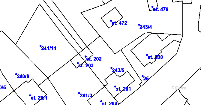 Parcela st. 243/14 v KÚ Křenov u Kájova, Katastrální mapa