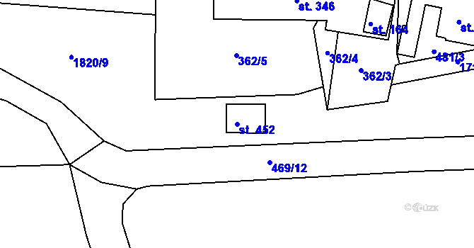 Parcela st. 452 v KÚ Křenov u Kájova, Katastrální mapa