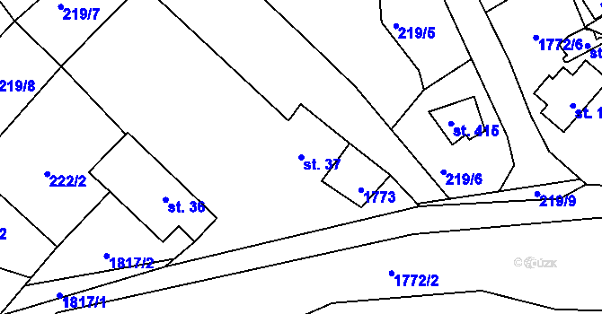 Parcela st. 37 v KÚ Křenov u Kájova, Katastrální mapa