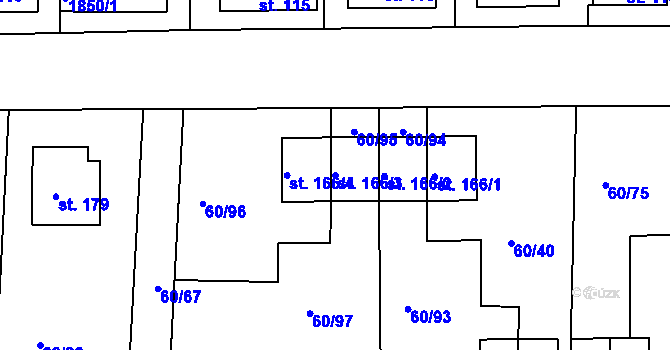 Parcela st. 166/3 v KÚ Křenov u Kájova, Katastrální mapa