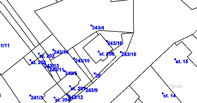 Parcela st. 200 v KÚ Křenov u Kájova, Katastrální mapa