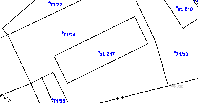 Parcela st. 217 v KÚ Křenov u Kájova, Katastrální mapa