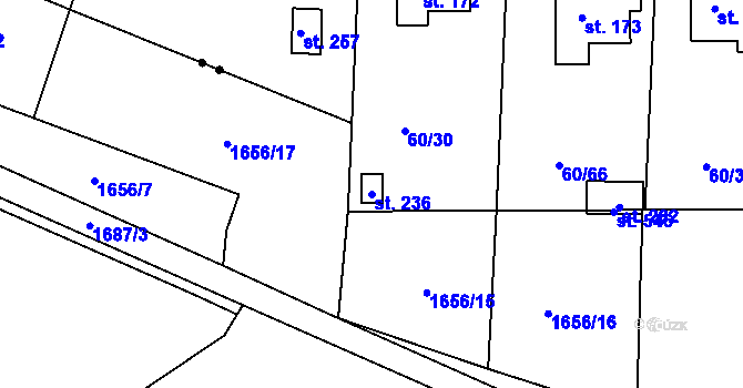 Parcela st. 236 v KÚ Křenov u Kájova, Katastrální mapa