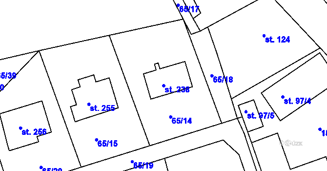 Parcela st. 238 v KÚ Křenov u Kájova, Katastrální mapa