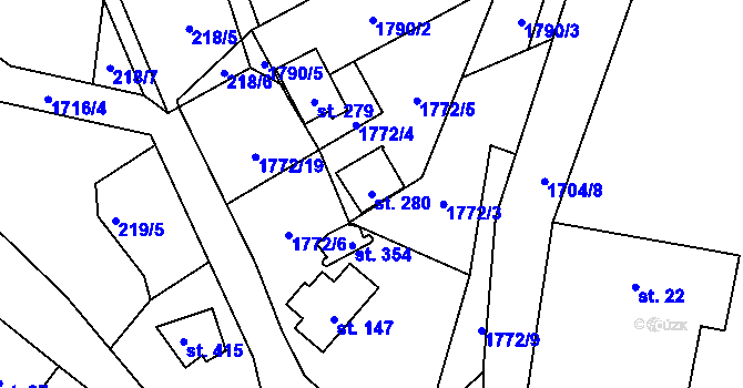 Parcela st. 280 v KÚ Křenov u Kájova, Katastrální mapa