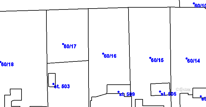 Parcela st. 60/16 v KÚ Křenov u Kájova, Katastrální mapa