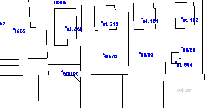 Parcela st. 60/70 v KÚ Křenov u Kájova, Katastrální mapa
