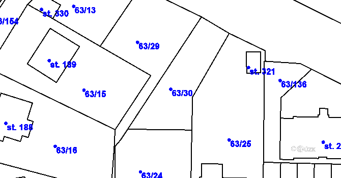 Parcela st. 63/30 v KÚ Křenov u Kájova, Katastrální mapa