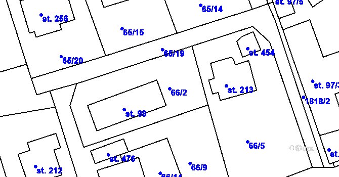 Parcela st. 66/2 v KÚ Křenov u Kájova, Katastrální mapa