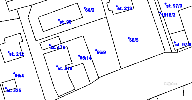 Parcela st. 66/9 v KÚ Křenov u Kájova, Katastrální mapa