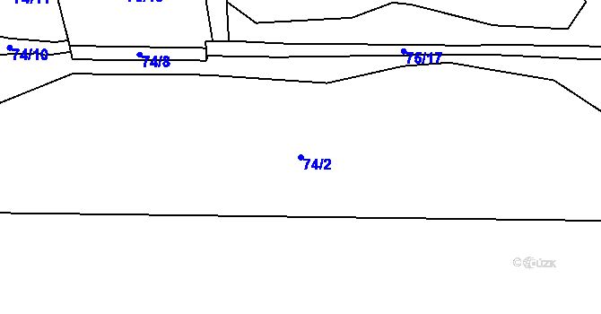 Parcela st. 74/2 v KÚ Křenov u Kájova, Katastrální mapa