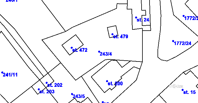 Parcela st. 243/4 v KÚ Křenov u Kájova, Katastrální mapa