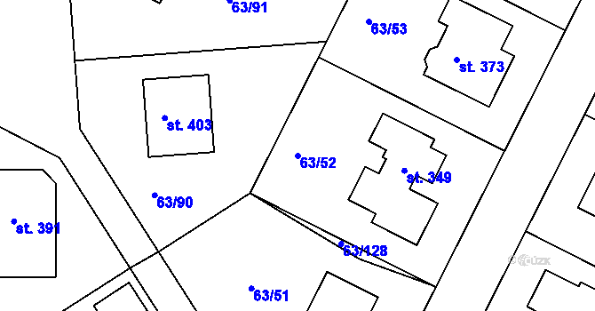 Parcela st. 63/52 v KÚ Křenov u Kájova, Katastrální mapa