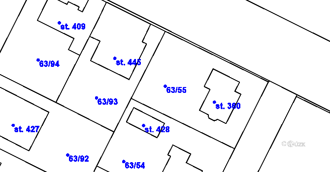 Parcela st. 63/55 v KÚ Křenov u Kájova, Katastrální mapa