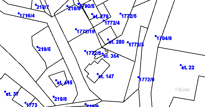 Parcela st. 354 v KÚ Křenov u Kájova, Katastrální mapa