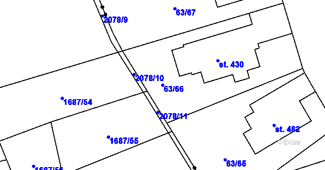 Parcela st. 63/66 v KÚ Křenov u Kájova, Katastrální mapa