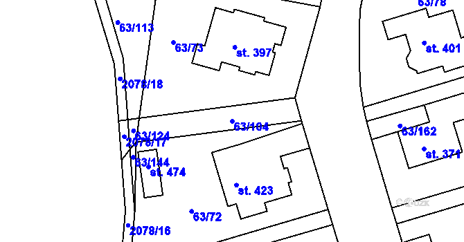 Parcela st. 63/104 v KÚ Křenov u Kájova, Katastrální mapa