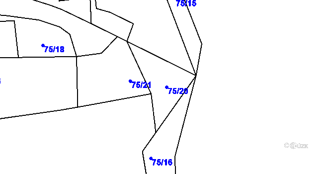 Parcela st. 75/20 v KÚ Křenov u Kájova, Katastrální mapa