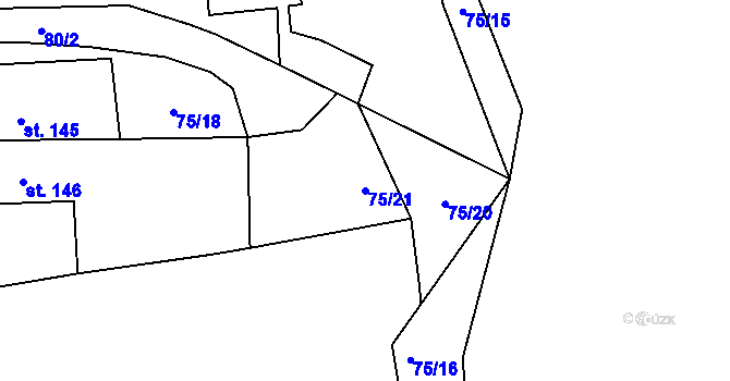 Parcela st. 75/21 v KÚ Křenov u Kájova, Katastrální mapa
