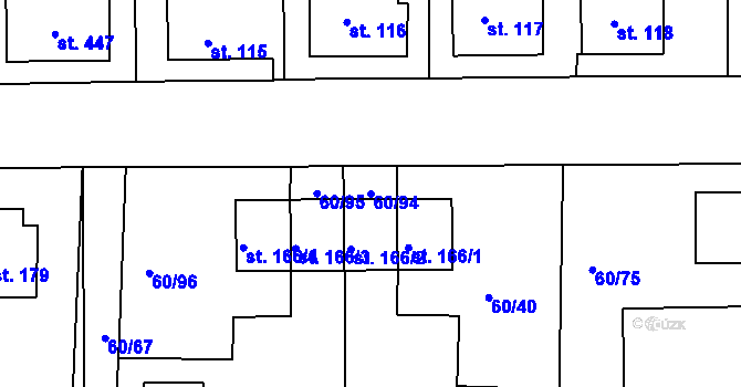 Parcela st. 60/94 v KÚ Křenov u Kájova, Katastrální mapa