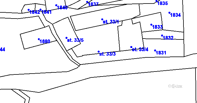 Parcela st. 33/3 v KÚ Novosedly u Kájova, Katastrální mapa