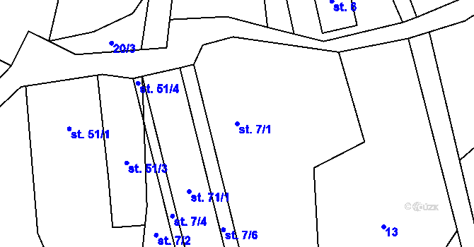 Parcela st. 7/1 v KÚ Kal, Katastrální mapa