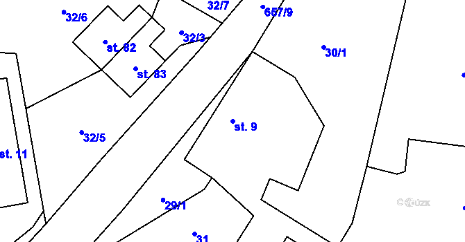 Parcela st. 9 v KÚ Kal, Katastrální mapa