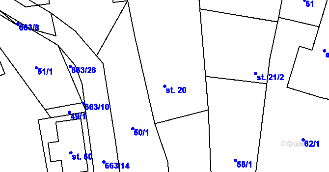 Parcela st. 20 v KÚ Kal, Katastrální mapa