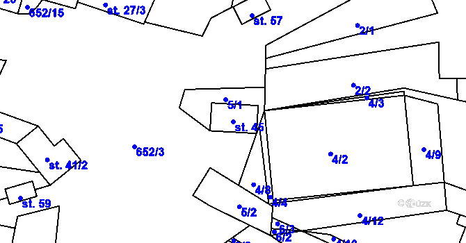 Parcela st. 45 v KÚ Kal, Katastrální mapa