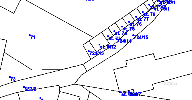 Parcela st. 67 v KÚ Kal, Katastrální mapa