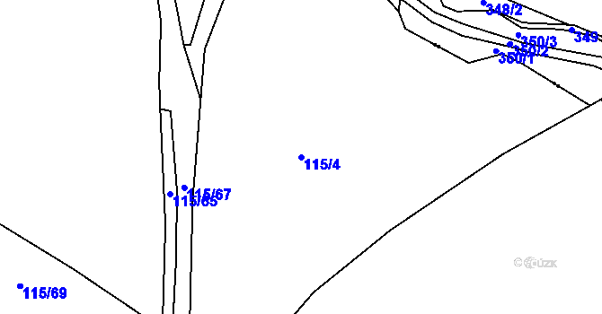 Parcela st. 115/4 v KÚ Kal, Katastrální mapa