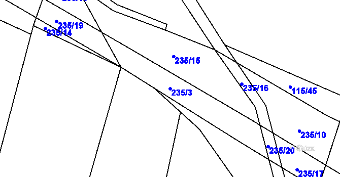 Parcela st. 235/3 v KÚ Kal, Katastrální mapa