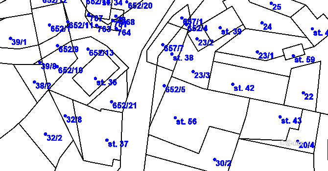 Parcela st. 652/5 v KÚ Kal, Katastrální mapa