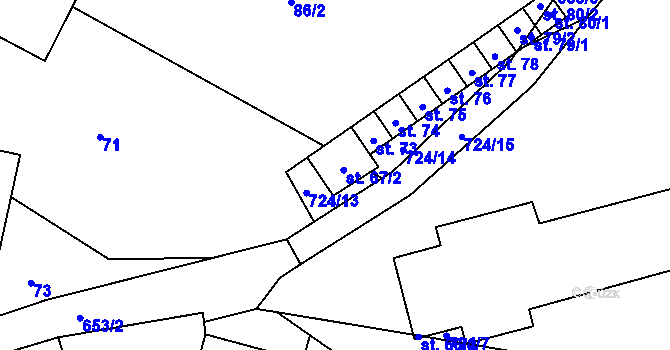 Parcela st. 67/1 v KÚ Kal, Katastrální mapa