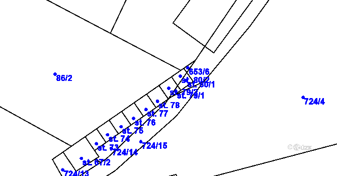 Parcela st. 79/2 v KÚ Kal, Katastrální mapa