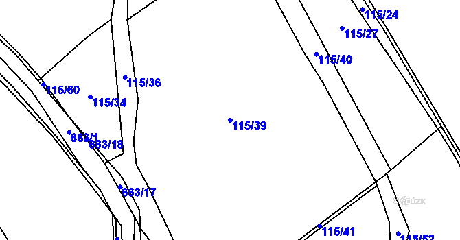 Parcela st. 115/39 v KÚ Kal, Katastrální mapa