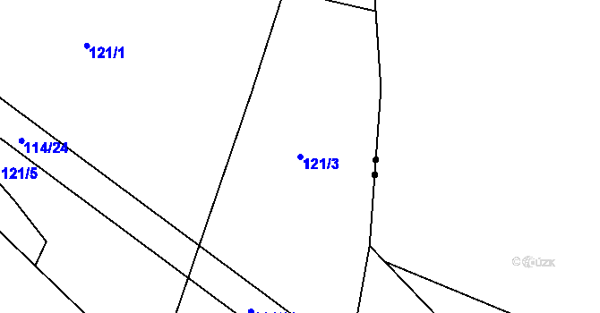 Parcela st. 121/3 v KÚ Kal, Katastrální mapa