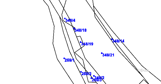 Parcela st. 348/19 v KÚ Kal, Katastrální mapa