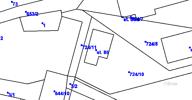 Parcela st. 85 v KÚ Kal, Katastrální mapa