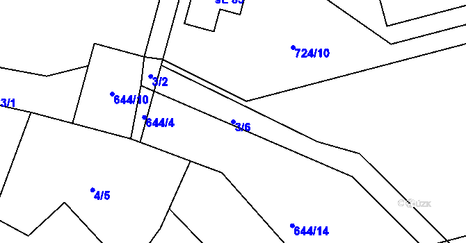 Parcela st. 3/6 v KÚ Kal, Katastrální mapa