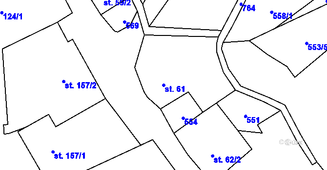Parcela st. 61 v KÚ Kalek, Katastrální mapa