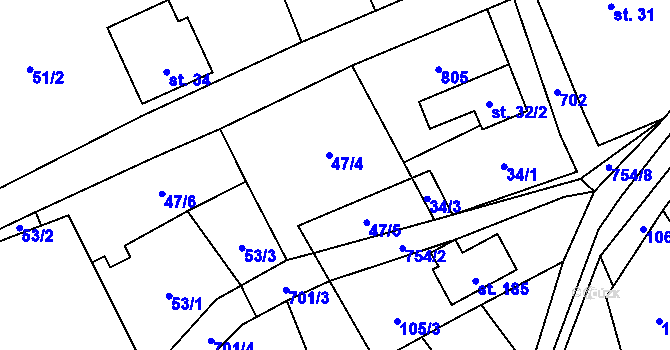 Parcela st. 47 v KÚ Kalek, Katastrální mapa